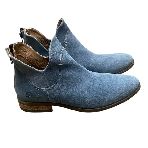 Born Shoes Born Womens Blue Leather Chelsea Zip Up Ankle Boots